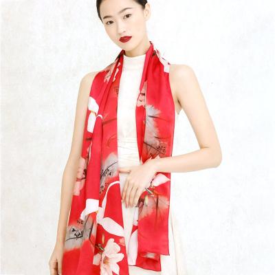 China Designer Women Neck Scarf Long Silk Crepe Satin Long Mulberry Ladies Silk Scarves Mothers Day Gifts New for sale