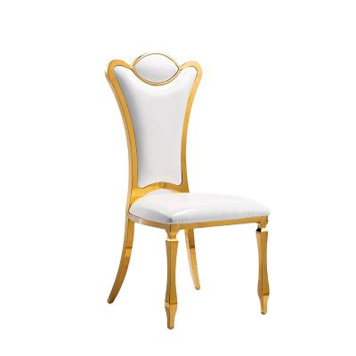 China Modern Modern Stackable Dining Wedding Chairs Gold Stainless Steel Chairs With Long Backrest for sale