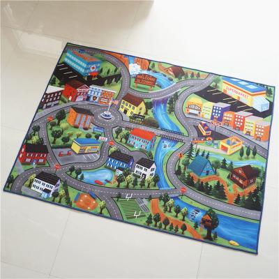 China Washable Nylon Printed Children Kids City Road Map Play Mats for sale