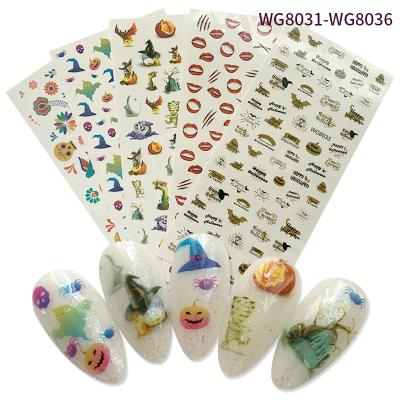 China 2d nail art DIY decoration 2020 Halloween sale cartoon nail art sticker water transfer hot paper factory direct sales for sale