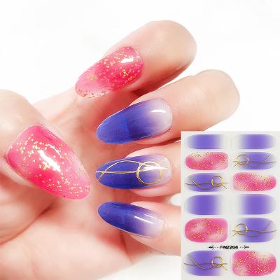 China 3d Nail Art DIY Decoration 2021 Multi Color Nail Stickers Star Grid New Golden Back Glue Wear Nail Stickers Nail Enhancement Products for sale