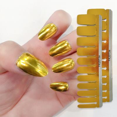 China Easy Apply Metallic Nail Art Stickers Factory Supply Champagne Gold Gold Nail Wraps Nail Patch for sale