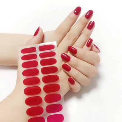 China Easy Apply Hot Selling Nail Jelly Strips 22 Fingers Nail Art Sticker High Quality Nail Decal Sticker for sale