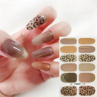 China Easy Apply Beautiful Texture Japanese Style Nail Art Sticker Animal Glitter Gold Nail Metallic Wraps for sale