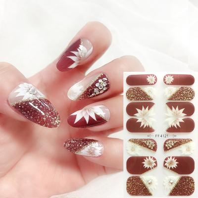 China Nail Salon Made In China Beauty Classic Manicure Pattern Self Adhesive Water Proof Safety Semi-Processed Colorful DIY 3D Nail Art Stickers for sale