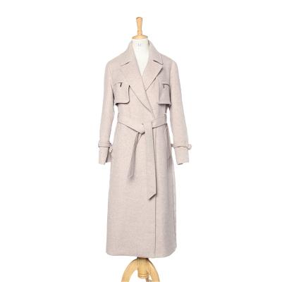 China Anti-pilling Long Woolen Coat Handmade Women Anti-Shrink Lady Wool Coat Design for sale