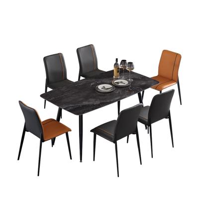 China (Size) Adjustable Italian Minimalist Rectangular Slate Dining Table and Chairs Set for sale