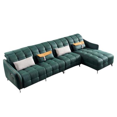 China Dark Green Sofa Combination Modern Minimalist First Class Electric Multifunctional Stretch Massage Technology Fabric Sofa for sale