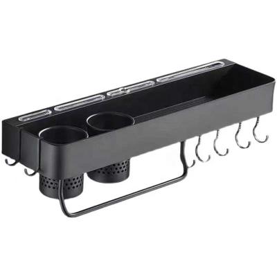 China Black Stainless Steel Environmental Protection Surface Preparation Kitchen Appliances Storage Bracket Kitchen Storage Rack for sale