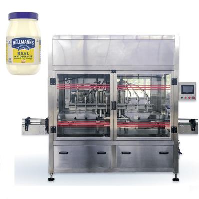 China Linear Food 4 Heads Mayonnaise Tomato Ketchup Barbecue Pasta Sauce Fruit Chocolate Jam Filling Machine for sale