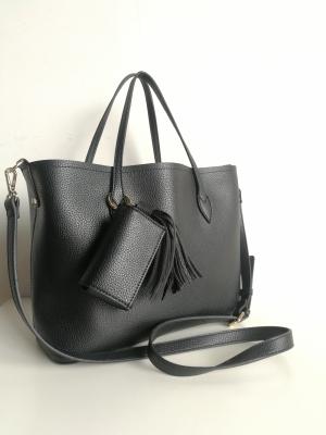 China Women handbag classic black colour with tassel and small purse onside shoulder bag for ladies bag for sale