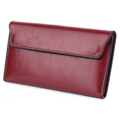 China Fashion Fashion Trim Leather Women's Long Wallets Slim Solid Color Bags Scare Leather Clutch Bag for sale