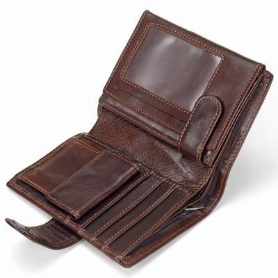 China Fashion Wallet Minimalist Genuine Leather Front Pocket Bifold Credit Card Slim Holder For Men for sale