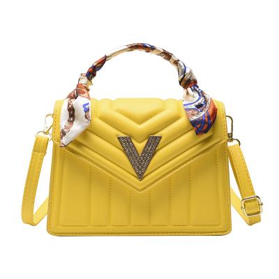 China 2021 Fashion Fashion Luxury Handbags With Ribbon PU Leather Top Handle Bag Square Bags for sale