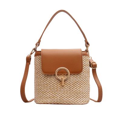 China New Multifunctional Southeast Asian Style Straw Bag Fashion Ladies Women Beach PU Handbag Messenger Bag for sale