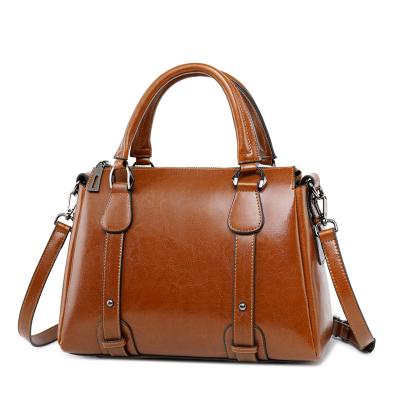 China Waterproof fashionable leather handbag for women boston tote bag shoulder cross-body leather bag for sale