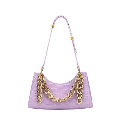 China Lady New Arrival Ladies Handbags Genuine Leather Armpit Bags With Cow Leather Chain Purse And Handbag for sale