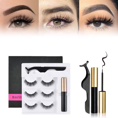 China Wholesale 5 Light Weight Magnets 3 Pairs Synthetic Fiber Magnetic Eyelashes For Make Up Beauty for sale