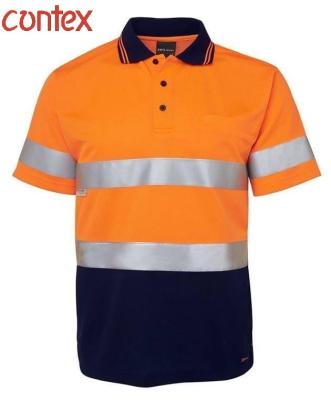 China Reflective Cotton Workwear WW High Visibility Hivis Hiviz Tape Knit Cotton Pique Two Tone Polo Shirt for sale