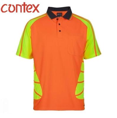 China Anti-Wrinkle Workwear WW High Visibility Hivis Hiviz Knit Cotton Pique Two Tone Cut Sew Polo Shirt for sale