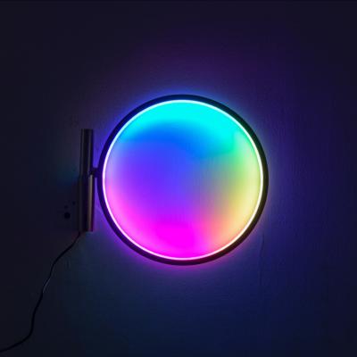 China Runshun RGB Wall Light Frame Nordic Decorative Modern Luxury Indoor Aluminum Colorful Bedroom Led Wall Lamp for sale