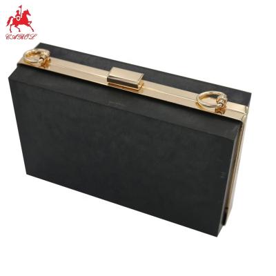 China Other High Quality Custom Designer Gold Color Bag Square Shell Metal Luxury Clutch Frame Thick Box for sale