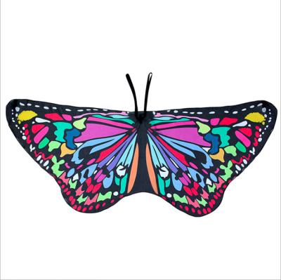 China Reusable Colorful Chiffon Fabric Butterfly Wing Cape For Halloween Masquerade for sale