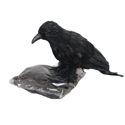 China Idyllic Feathered Artificial Black Bird Foam Halloween Decoration Simulation Crow for sale