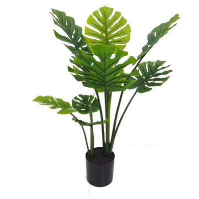 China High Quality Eco-friendly Materials Plastic Artificial Monstera Real Touch Leaves Tree Potted Indoor Fake Artificial Bonsai Material Factory for sale