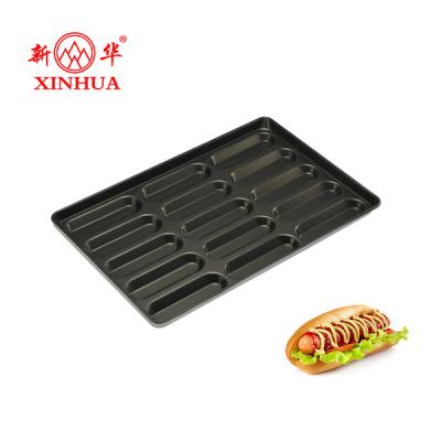 China Mini Hotdog-Shaped Muffin Bakeware Bread Sustainable Non-Stick Pan Molds Baking Trays for sale