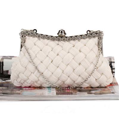 China Cheap Dinner Bag Factory Price Cube Clutch Bag Crocodile Trimming Satin In Stock for sale