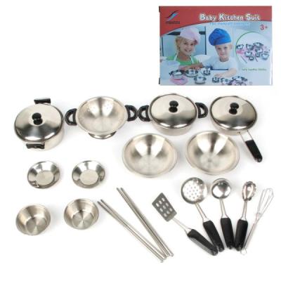 China Mini Kitchen Simulation Stainless Steel Cutlery Alloy Kitchenware Set Miniature Children Metal Toy Pots Steel Cutlery Set for sale