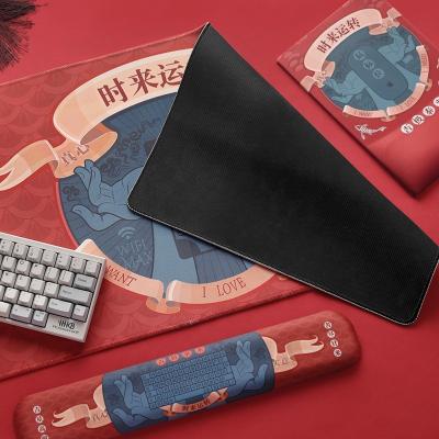 China Customized High Quality Stocked Pattern PU Mousepad Sublimation Printing Rectangle Wrist Rest Rubber Pad For Keyboards for sale