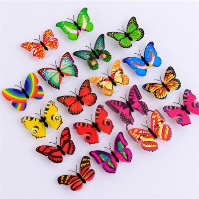 China Modern Led Glowing 3D Butterfly Wall Stickers Night Light Lamp Wall Decals Stickers Bedroom Office Party Office Wall Home Decor for sale