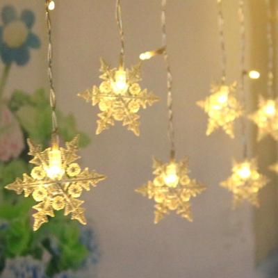 China 3.5M96LED Warm White Party Light Home Decoration Curtain Christmas Snowflake USB Operated String Lights for sale