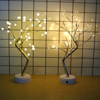 China Warm White Tree Shape Living Room Bedroom Lighting Up Mini Led Tree Night Light 108 Bulbs With Finger Touch Sensor for sale