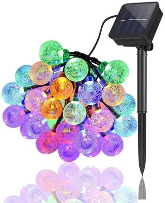 China Outdoor Waterproof Bubble Ball 30 LED Crystal Solar Globe String Lights 8 Modes Crystal Ball String Lights for Yard Patio Garden Wedding Pergola for sale