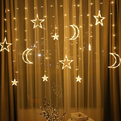 China Classic Solar Powered Outdoor Solar Powered Fairy Moon Star String Light Remote Waterdichte Christmas Gordijn Licht Christmas String Lights Stars and Moon Fairy Lights for sale