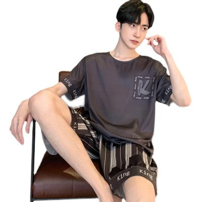 China QUICK DRY Summer Casual Loose Short Sleeve Shorts Home Wear Ice Silk Two Piece Men's Pajamas for sale