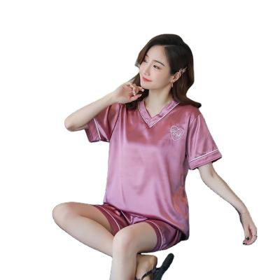 China Summer QUICK DRY Silk Thin Short Sleeve Korean Comfortable Cool Girls' Pajamas for sale