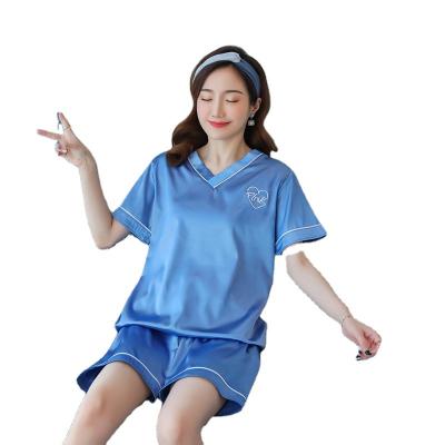 China Women's Pajamas Simple And Generous Thin Satin Summer Short Korean QUICK-DRY Shorts Sleeve Shorts for sale