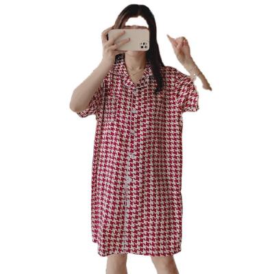 China Summer QUICK DRY Korean silk simulation cardigan pajamas women thin sheathed short casual loose nightgown for sale