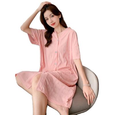 China Korean version loose pure color cardigan v-neck sleeve shorts summer nightgown sweet QUICK-DRY beautiful version for sale