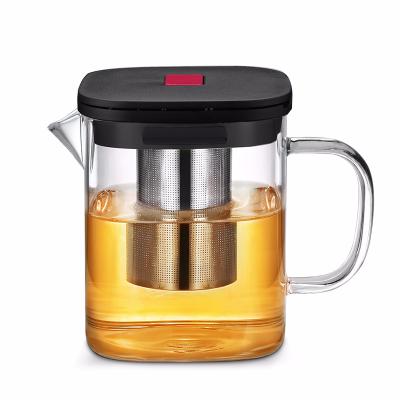 China A229B 1100ML Food Grade Pot Tea Boiler Teaware Safe Resistant High Borosilicate Glass Teapot Crashproof Coffee Maker Stored for sale