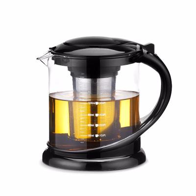 China Durable Large Capacity Thick Glass Bubble Teapot Maker Coffee Tea Set 1800ML Heat Resistant Glass Kettle for sale