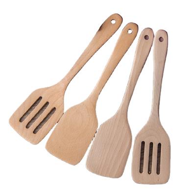 China Stocked Beech Wood Kitchenware Cooking Shovel Household Turner Wooden Joint Cooking Spatula for sale