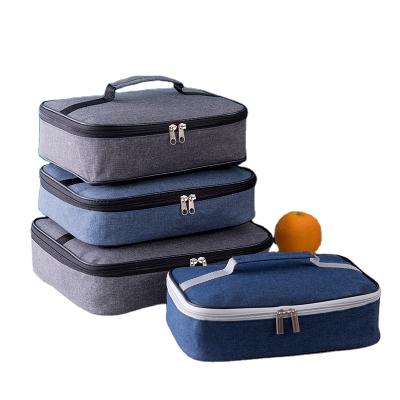 China Portable Insulated Polyester Square Lunch Box Bag Waterproof Big Capacity Oil-proof Lunch Box Thickening Insulation Bag for sale