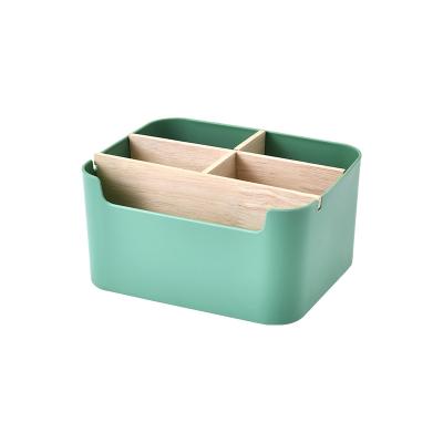 China Sustainable PP Lipstick Box Salon Household Sundries Organizing Dustproof Skin Care Shelves Wooden Table Cosmetics Storage Box for sale