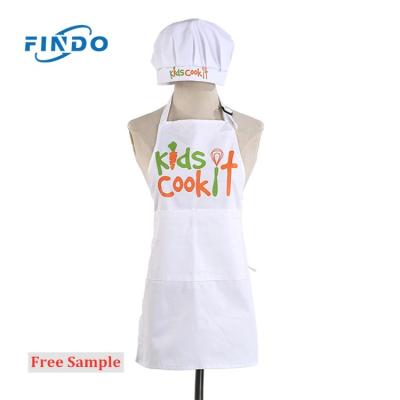 China Drink / Food Polyester Customized Garden Painting Cook Chef Kids Wear Kitchens Kids Apron Hat With Logo for sale