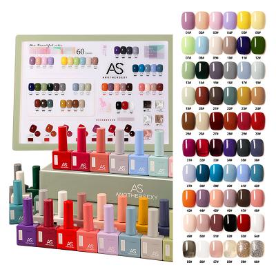 China Nail Art Beauty AS Gel Nail Polish Set 60 Colors Popular Nail Art Colors LED UV Soak Off Nail Gel Kit for sale